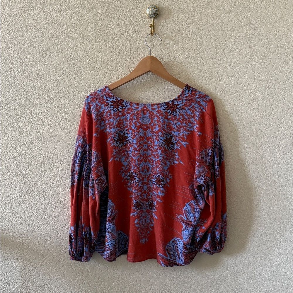 Free People Birds Of A Feather Top Blouse Burnt Orange XS Oversized - Picture 7 of 12